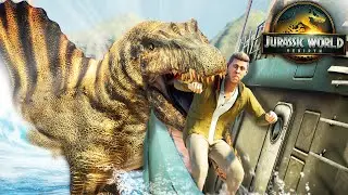 REBIRTH SPINOSAURUS EATING HUMANS!!! - Jurassic World Evolution 2 (Jurassic World Rebirth Mods)