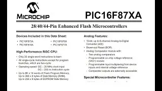 How to extract useful information from Microchip PIC16F877A microcontroller datasheet.