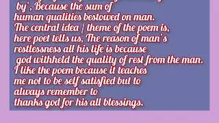 appreciation of the poem pulley class 10th SSC