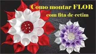 Como montar flor de cetim, passo a passo kanzashi, tutorial kanzashi, kanzashi flower