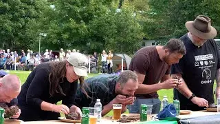 2024 World Haggis eating competition won by Alastair Ross during 2024 Birnam Highland Games Scotland