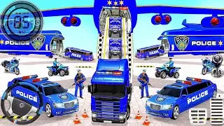 US Police Car Park Transporter Trailer Truck Simulator Driving 3D : Android GamePlay #2