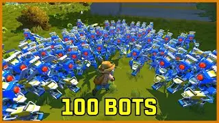 Fighting One Hundred of each Enemy Type! 100 Bot Test // ScrapBusters #3 - Scrap Mechanic Survival