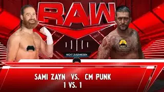 WWE 2K24 GAMEPLAY CM Punk VS Sami Zyan with Attack from Mister Money in the Bank at WWE RAW