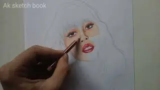 Lisa from BLACKPINK drawing with pencil colour.