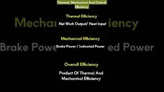 Thermal, Mechanical And Overall Efficiency