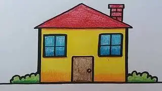 Easy Landscape Drawing For Kids | House And Nature Drawing