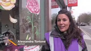 hand painted Easter window art London live tv