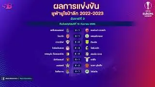 สรุปผลฟุตบอลยูฟ่ายูโรป้าลีก ล่าสุด (นัดที่ 2|สัปดาห์ที่ 2)