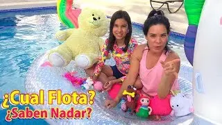 JUGUETES EN LA PISCINA, APRENDEMOS CUAL FLOTA MEJOR | AnaNana Toys