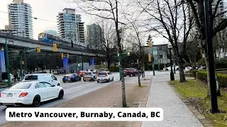 Winter Walking in Metro Vancouver City, Metrotown, Burnaby, Canada, BC, asmr
