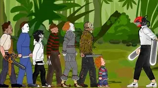 Chainsaw Man Vs Jason Voorhees, Michael, Freddy, IT Pennywise, Leatherface, Jeff, Chucky