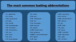 100 most common texting abbreviations