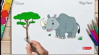 How to draw a rhino step by step easy with Magic Pencil Drawings
