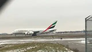 Emirates Airbus A380 Landing Toronto Pearson RWY05!