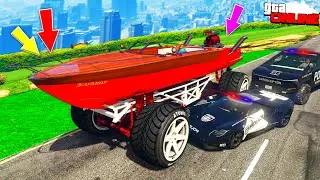 УГНАЛ ЛОДКУ НА КОЛЕСАХ , У ЗЛЫХ И ХИТРЫХ КОПОВ В GTA 5 - ПОЛИЦЕЙСКАЯ ПОГОНЯ В ГТА 5 ОНЛАЙН