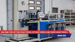 Machine for cutting toilet paper, kitchen towels and paper hand towels
