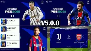 PES 2021 Mobile Patch UCL V5.0.0 Android Best Graphics New Menu Original Logos and Kits 20/21 Update