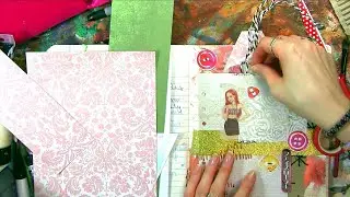 Timed Art Journal Page with Project Leftovers ⭐️ Desk Scraps Art Journaling Episode 3 ⭐️ Jennibellie