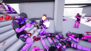 MANTA'S WARBOX NPC Wars - Purple Team Vs Pink Team - AI Battles with Active Ragdoll Physics! Warbox