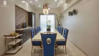 Dining area interior, specious, impressive modern with royal luxury at Pune designed by Tanuja