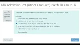 IUB NAT IUB-Admission Test ( Under Graduate ) Batch 10 Group 17 ( 2022 ) Date 17/08/2022