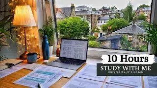 10 HOUR STUDY WITH ME⎢Background noise, 10 min Break, No music, Study with Merve