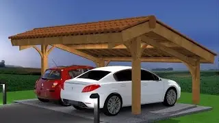 Démo montage abri voiture bois / carport 2 places en kit