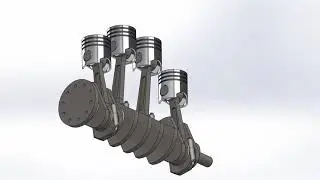Four Cylinder Engine Animation in Solidworks