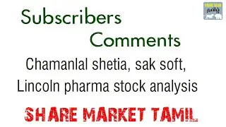 SUBSCRIBER COMMENTS , CHAMANLAL SETIA EXPORTS, SAK SOFT, LINCOLN PHARMA STOCK ANALYSIS