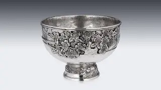 ANTIQUE 20thC JAPANESE MONUMENTAL MEIJI PERIOD SOLID SILVER BOWL c 1900 | PUSHKIN ANTIQUES