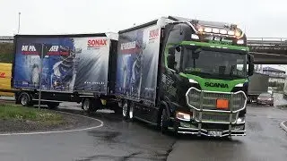 Truckshow Rüssel 2019 with Scania V8 open pipes and more