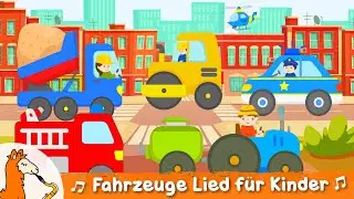 Auto Kinderlied - 12 Fahrzeuge für Kinder | Kipplaster, Polizei, Traktor, Feuerwehr, Müllauto u.v.m.