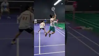 A well balanced badminton doubles match 