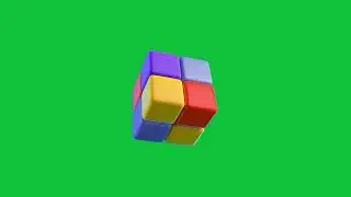 3D Color Cube Animation | Geometric Shape Clip | Green Screen