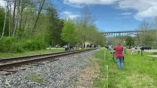 Steam in the Valley 2022 Nickel Plate Road 765 passing Brecksville at track speed