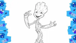 Groot from Guardians of the Galaxy | Draw and Color channel Coloring page Guardians of the Galaxy 3