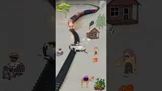 Rich Man throwing money to begger near the track and train is approaching fast | Centy Train in USA