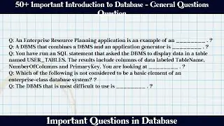 MCQ Questions Introduction to Database - General Questions with Answers