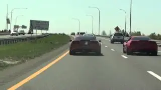 Lexus IS-F playing with two modded Corvettes