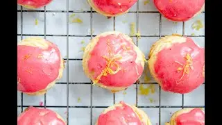Fresh Lemon Cookies with Cranberry Glaze