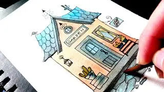 Watercolor Painting Garden House