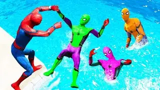 GTA 5 Rainbow Spiderman Jumping Off Highest Buildings (Euphoria Physics/Ragdolls) EP5