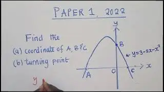 Parabola || Coordinates and Turning point || Y and X Intercept ||