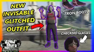 *NEW* How To Get Invisible TryHard Modded Outfit w/Tron Boots & Checkered Glasses [GTAV] Xbox,PS4,Pc