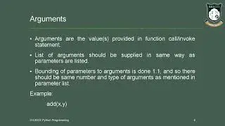 PYTHON -Unit I- Parameters, Arguments, Types