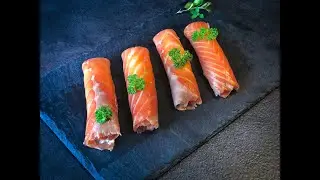 How to make smoked salmon rolls/ roulés de saumon fumé/ рулетики из копченого лосося