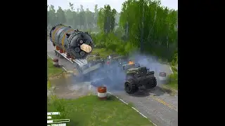 EPIC MOMENT OF A RIVER COLLAPSES PASSING A TRANSPORT TRUCK