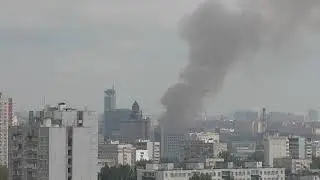 Пожар на Павелецкой! Дубининская ул. Тушение вертолётом МЧС. 03.08.2019.