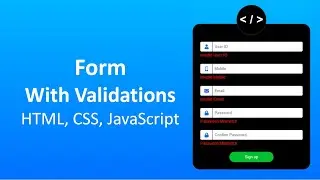 HTML Form with validations || Form using HTML, CSS, JavaScript || Signup form